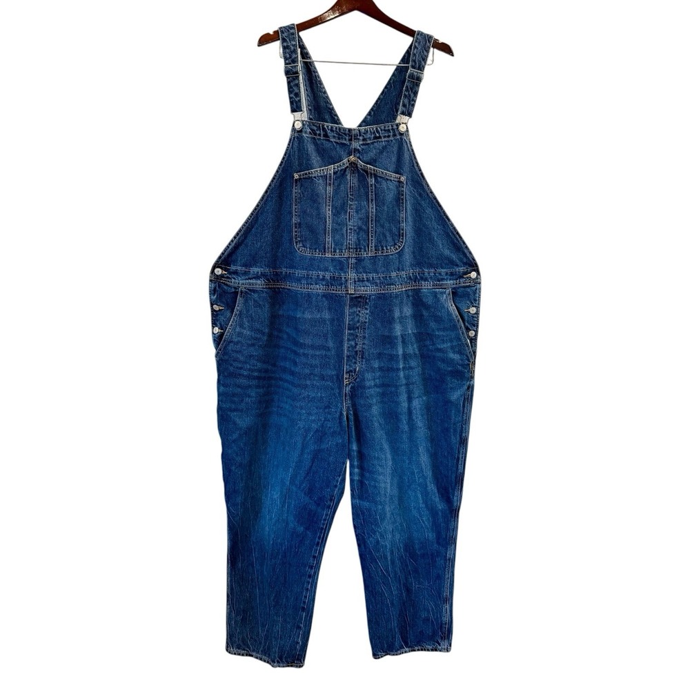 Old Navy Baggy Wide Leg Overalls Womens Sz 28 Dark Wash Retro, Country Boho